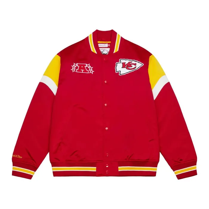 Mitchell and Ness Heavyweight Satin Jacket Kansas City Chiefs Men Jackets and Outerwear Mitchell and Ness Heavyweight Satin Jacket Kansas City Chiefs Men Jackets and Outerwear