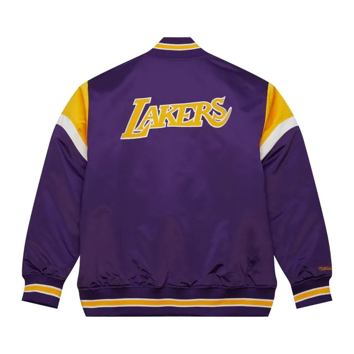Mitchell and Ness Heavyweight Satin Jacket Los Angeles Lakers Men Jackets and Outerwear Mitchell and Ness Heavyweight Satin Jacket Los Angeles Lakers Men Jackets and Outerwear