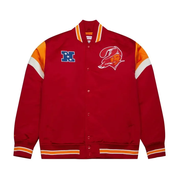 Mitchell and Ness Heavyweight Satin Jacket Tampa Bay Buccaneers Men Jackets and Outerwear Mitchell and Ness Heavyweight Satin Jacket Tampa Bay Buccaneers Men Jackets and Outerwear