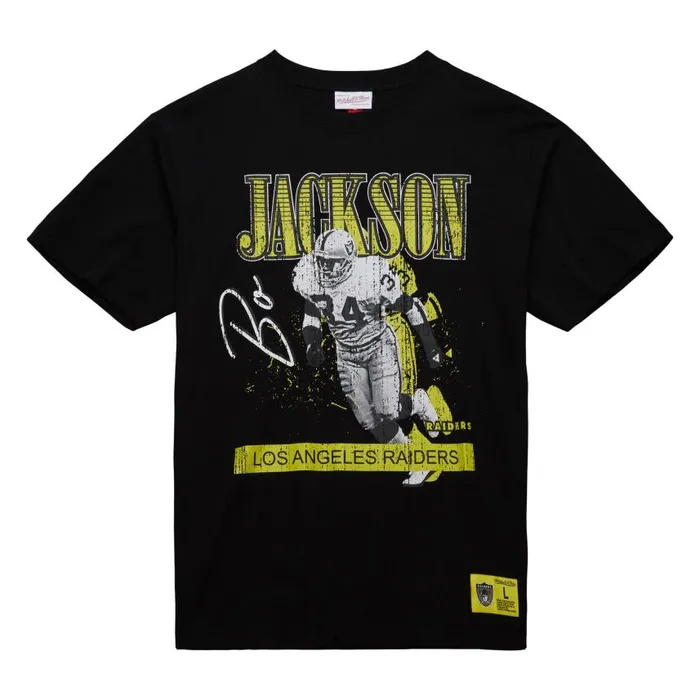 Mitchell and Ness HW Neon Pop Player SS Tee Vintage Logo Los Angeles Raiders Bo Jackson Men TShirts and Tops Mitchell and Ness HW Neon Pop Player SS Tee Vintage Logo Los Angeles Raiders Bo Jackson Men TShirts and Tops