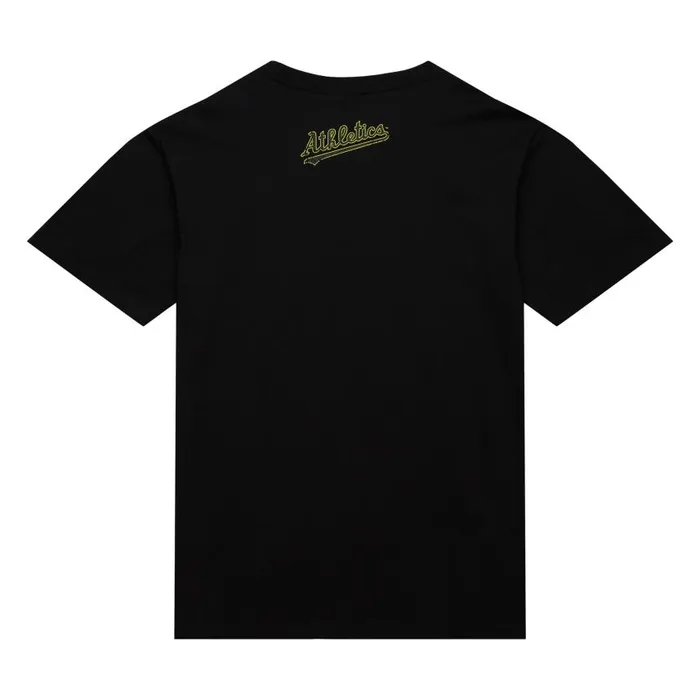 Mitchell and Ness HW Neon Pop Player SS Tee Vintage Logo Oakland Athletics Rickey Henderson Men TShirts and Tops