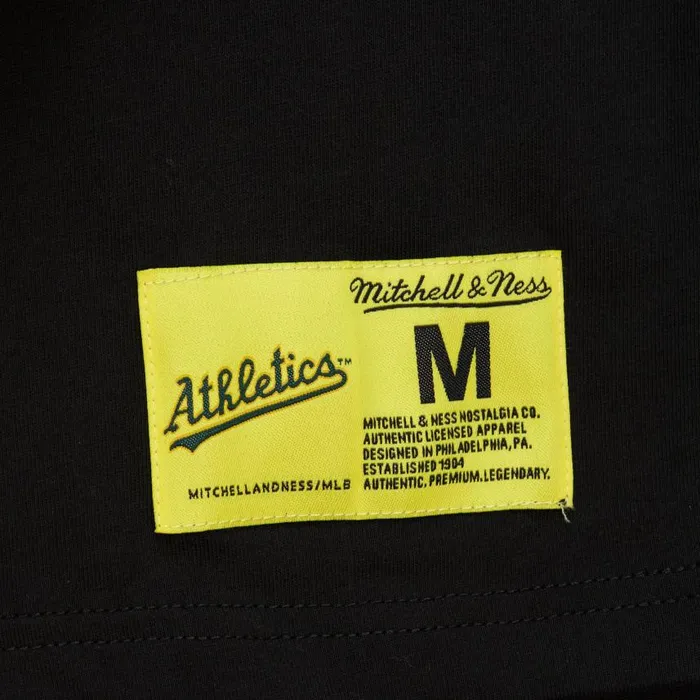 Mitchell and Ness HW Neon Pop Player SS Tee Vintage Logo Oakland Athletics Rickey Henderson Men TShirts and Tops