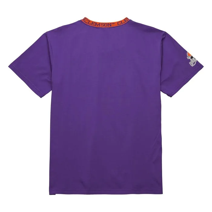 Mitchell and Ness Jaquard Ringer SS Tee Current Logo Clemson University Men TShirts and Tops