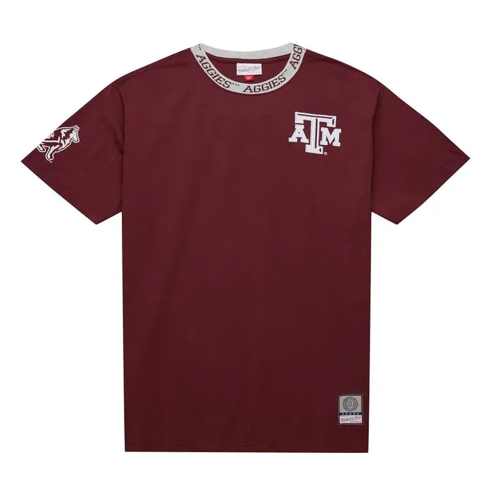 Mitchell and Ness Jaquard Ringer SS Tee Current Logo Texas AandM University Men TShirts and Tops Mitchell and Ness Jaquard Ringer SS Tee Current Logo Texas AandM University Men TShirts and Tops