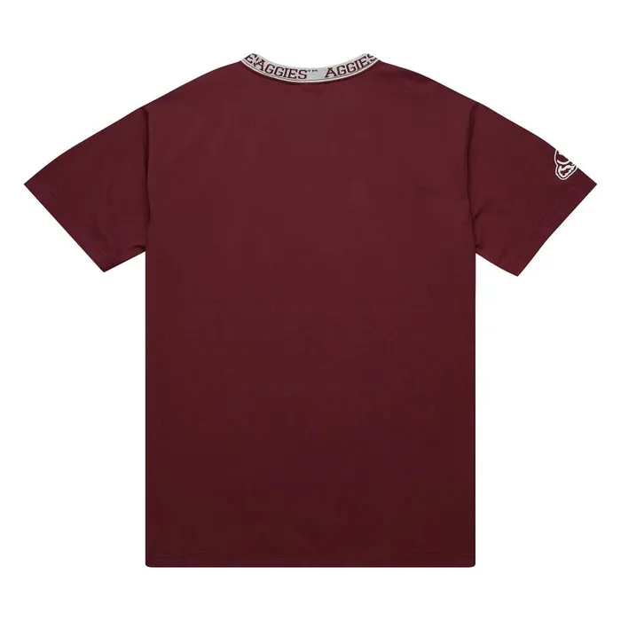 Mitchell and Ness Jaquard Ringer SS Tee Current Logo Texas AandM University Men TShirts and Tops