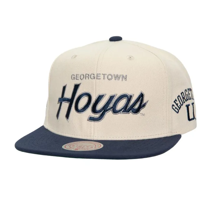 Mitchell and Ness Just Don Cream Snapback V Georgetown University Men Hats and Headwear Mitchell and Ness Just Don Cream Snapback V Georgetown University Men Hats and Headwear