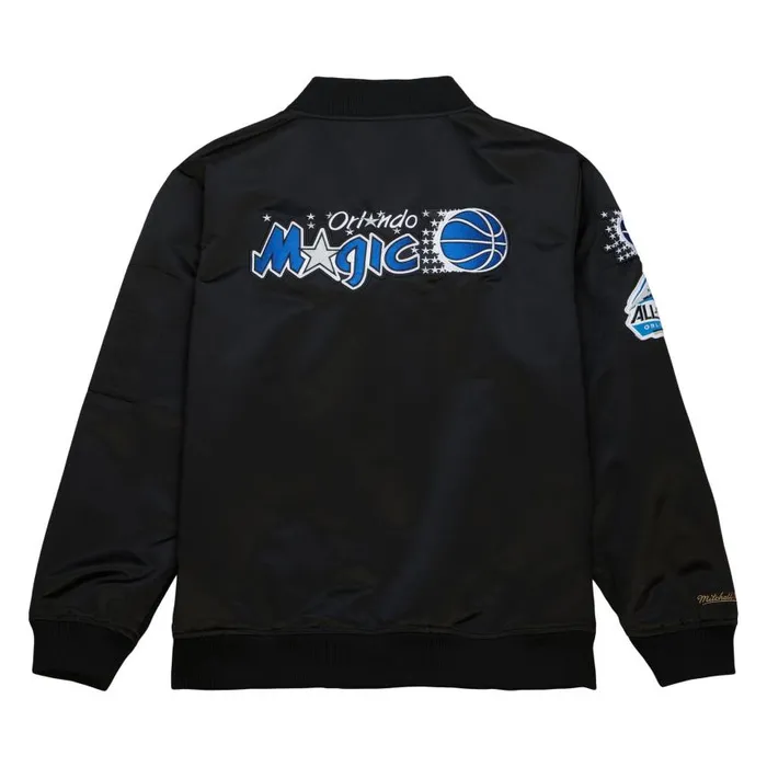 Mitchell and Ness Lightweight Satin Bomber Vintage Logo Orlando Magic Men Jackets and Outerwear Mitchell and Ness Lightweight Satin Bomber Vintage Logo Orlando Magic Men Jackets and Outerwear