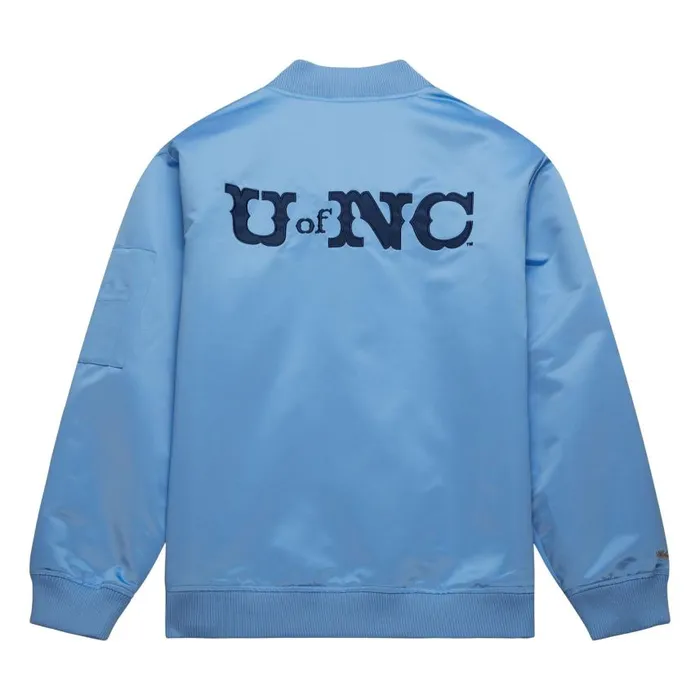 Mitchell and Ness Lightweight Satin Bomber Vintage Logo University Of North Carolina Men Jackets and Outerwear Mitchell and Ness Lightweight Satin Bomber Vintage Logo University Of North Carolina Men Jackets and Outerwear