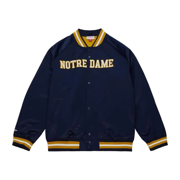 Mitchell and Ness Lightweight Satin Jacket Current Logo University Of Notre Dame Men Jackets and Outerwear Mitchell and Ness Lightweight Satin Jacket Current Logo University Of Notre Dame Men Jackets and Outerwear