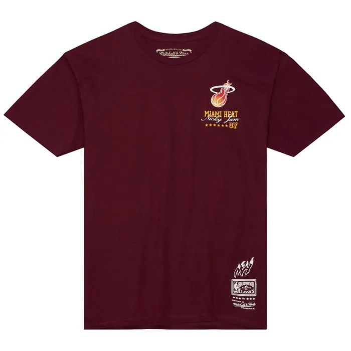 Mitchell and Ness MandN X Nicky Jam Miami Heat Shirt Men TShirts and Tops