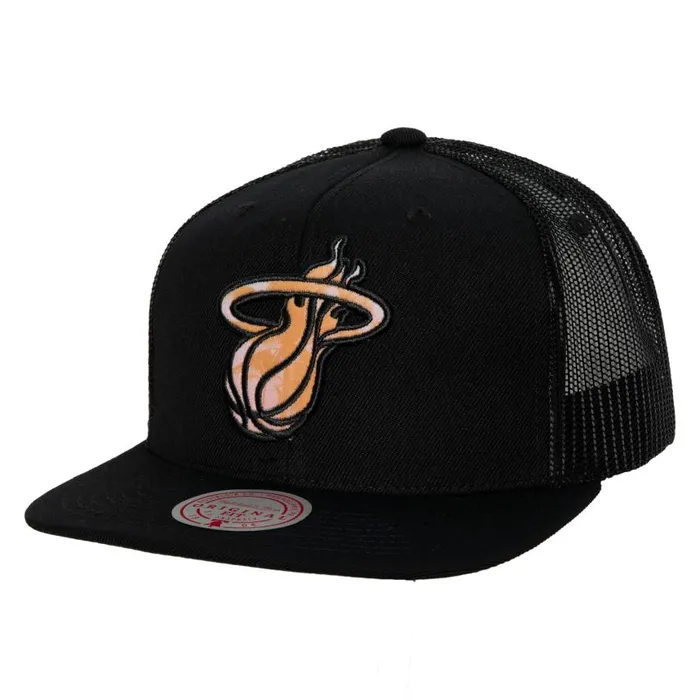 Mitchell and Ness MandN X Nicky Jam Trucker Miami Heat Men Hats and Headwear