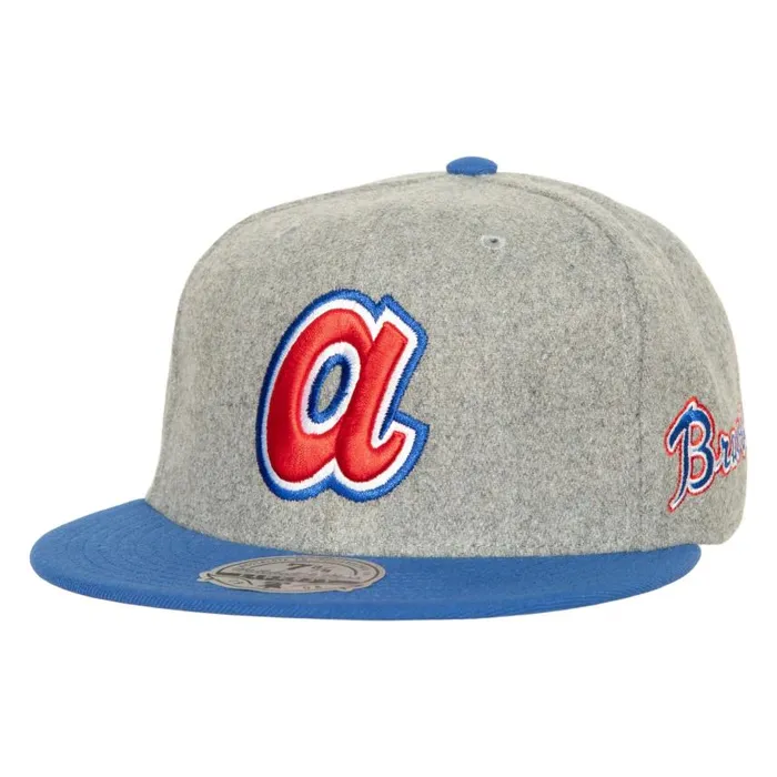Mitchell and Ness Meltdown Fitted Coop Atlanta Braves Men Hats and Headwear
