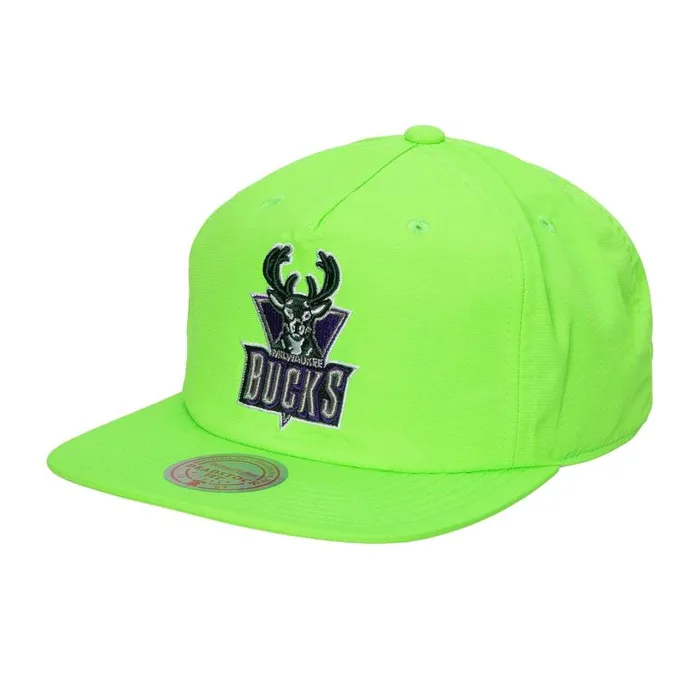Mitchell and Ness Neon Nylon Snapback HWC Milwaukee Bucks Men Hats and Headwear Mitchell and Ness Neon Nylon Snapback HWC Milwaukee Bucks Men Hats and Headwear