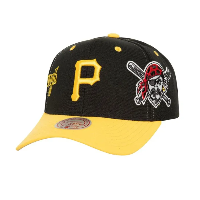 Mitchell and Ness Overbite Pro Snapback Pittsburgh Pirates Men Hats and Headwear Mitchell and Ness Overbite Pro Snapback Pittsburgh Pirates Men Hats and Headwear