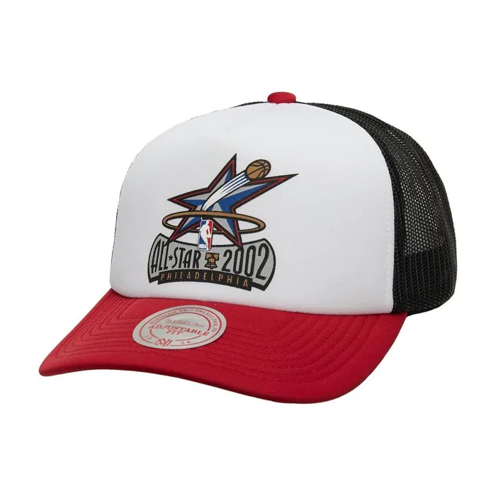 Mitchell and Ness Party Time Trucker Snapback HWC Philadelphia 76ers Men Hats and Headwear Mitchell and Ness Party Time Trucker Snapback HWC Philadelphia 76ers Men Hats and Headwear