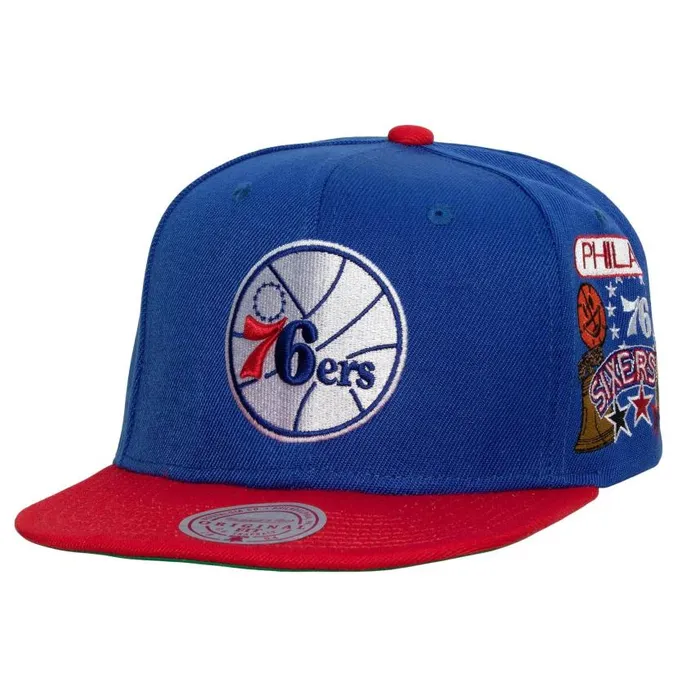 Mitchell and Ness Patch Overload Snapback HWC Philadelphia 76ers Men Hats and Headwear Mitchell and Ness Patch Overload Snapback HWC Philadelphia 76ers Men Hats and Headwear