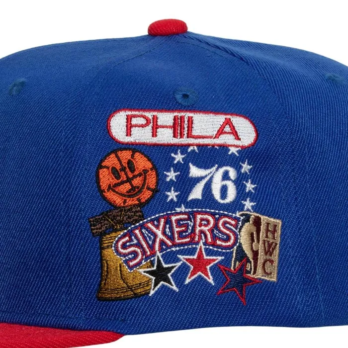 Mitchell and Ness Patch Overload Snapback HWC Philadelphia 76ers Men Hats and Headwear Mitchell and Ness Patch Overload Snapback HWC Philadelphia 76ers Men Hats and Headwear