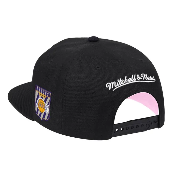 Mitchell and Ness Pink Under Script Snapback HWC Los Angeles Lakers Men Hats and Headwear Mitchell and Ness Pink Under Script Snapback HWC Los Angeles Lakers Men Hats and Headwear