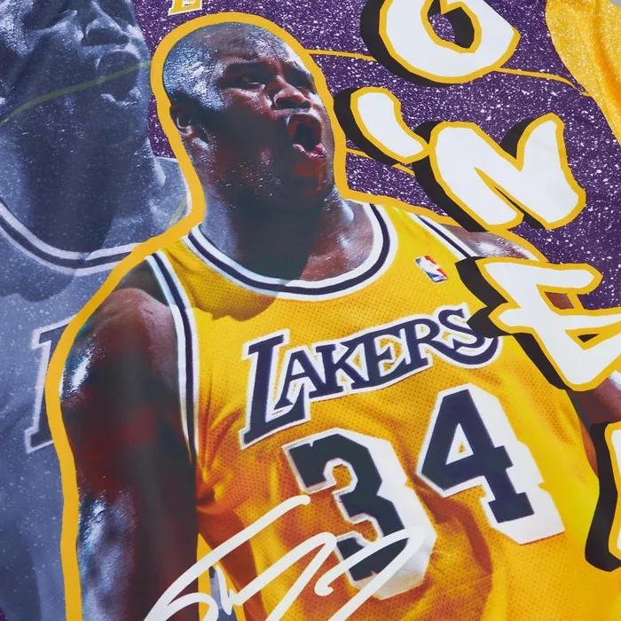 Mitchell and Ness Player Burst Warm Up Jacket Los Angeles Lakers Shaquille O039Neal Men Jackets and Outerwear
