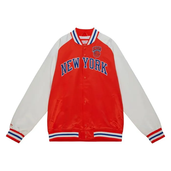 Mitchell and Ness Primetime Lightweight Satin Jacket New York Knicks Men Jackets and Outerwear