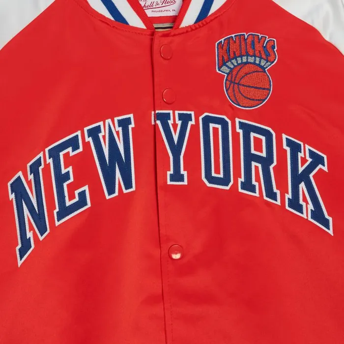 Mitchell and Ness Primetime Lightweight Satin Jacket New York Knicks Men Jackets and Outerwear