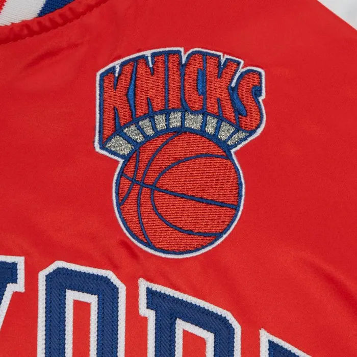 Mitchell and Ness Primetime Lightweight Satin Jacket New York Knicks Men Jackets and Outerwear