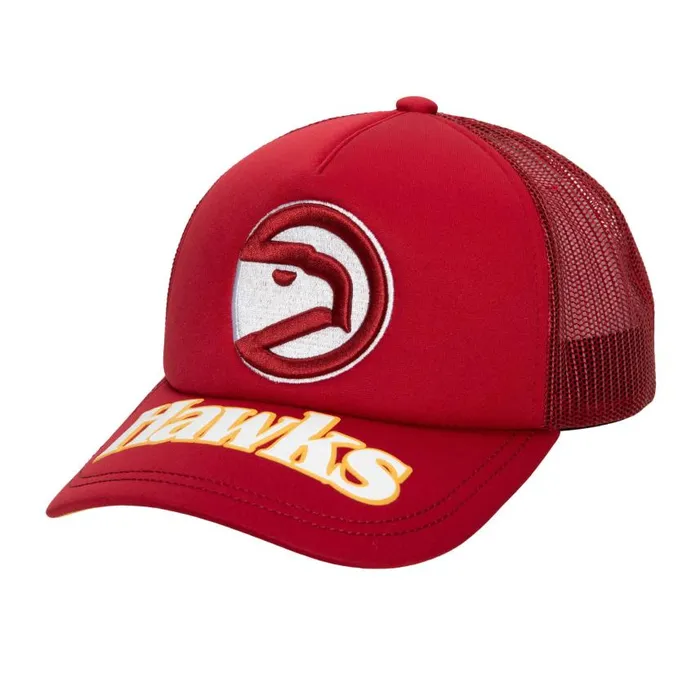 Mitchell and Ness Puff The Magic Trucker Snapback HWC Atlanta Hawks Men Hats and Headwear Mitchell and Ness Puff The Magic Trucker Snapback HWC Atlanta Hawks Men Hats and Headwear