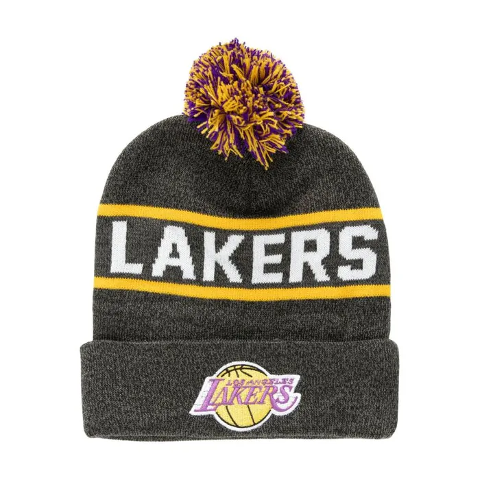 Mitchell and Ness Reload 20 Pom Knit Beanie Los Angeles Lakers Men Hats and Headwear Mitchell and Ness Reload 20 Pom Knit Beanie Los Angeles Lakers Men Hats and Headwear
