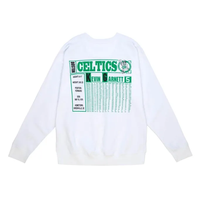 Mitchell and Ness Retro Card Crew Longsleeve Boston Celtics Kevin Garnett Men TShirts and Tops Mitchell and Ness Retro Card Crew Longsleeve Boston Celtics Kevin Garnett Men TShirts and Tops