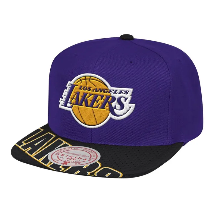 Mitchell and Ness Slash Century Snapback Los Angeles Lakers Men Hats and Headwear Mitchell and Ness Slash Century Snapback Los Angeles Lakers Men Hats and Headwear