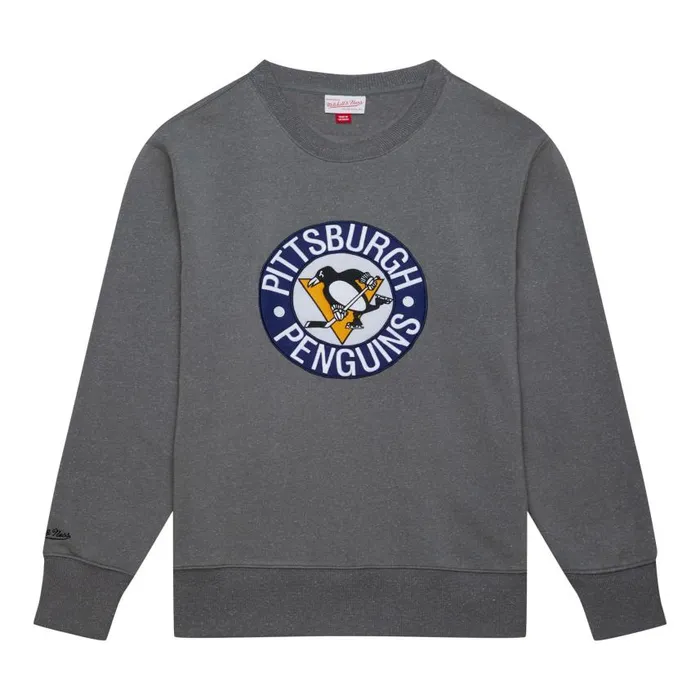 Mitchell and Ness Snow Washed Fleece Crew Pittsburgh Penguins Men Hoodies and Sweatshirts