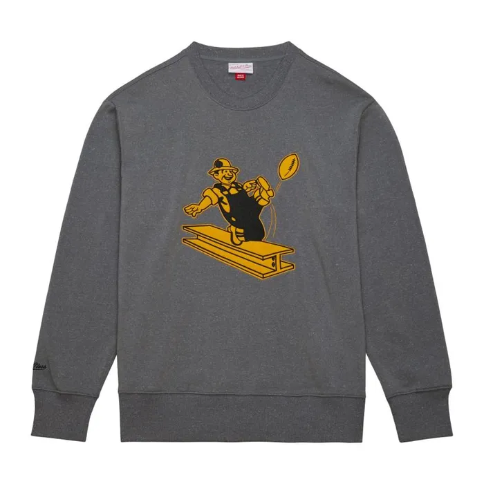 Mitchell and Ness Snow Washed Fleece Crew Pittsburgh Steelers Men Hoodies and Sweatshirts Mitchell and Ness Snow Washed Fleece Crew Pittsburgh Steelers Men Hoodies and Sweatshirts