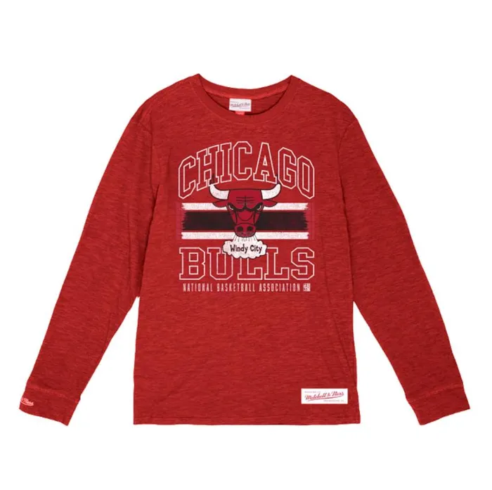 Mitchell and Ness Striped Logo Lockup Slub Chicago Bulls Men TShirts and Tops Mitchell and Ness Striped Logo Lockup Slub Chicago Bulls Men TShirts and Tops