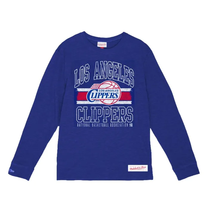 Mitchell and Ness Striped Logo Lockup Slub Los Angeles Clippers Men TShirts and Tops Mitchell and Ness Striped Logo Lockup Slub Los Angeles Clippers Men TShirts and Tops