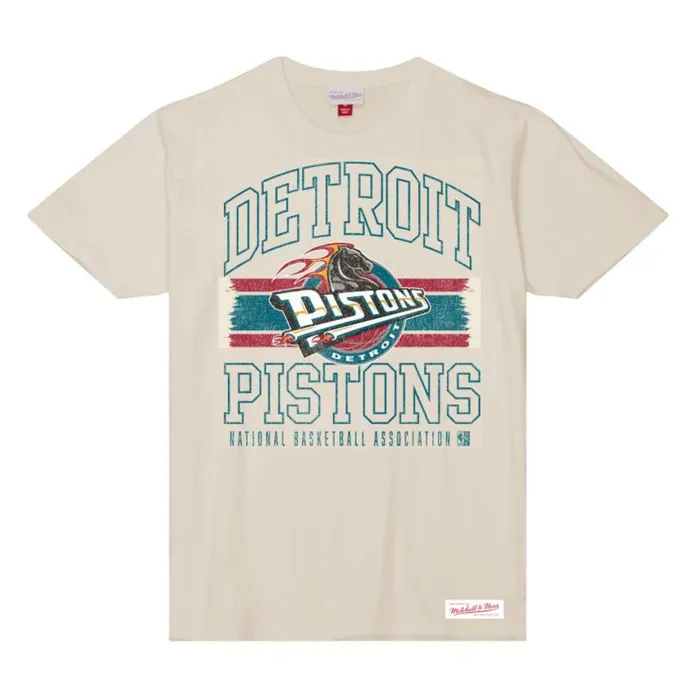 Mitchell and Ness Striped Logo Lockup Slub Tee Detroit Pistons Men TShirts and Tops Mitchell and Ness Striped Logo Lockup Slub Tee Detroit Pistons Men TShirts and Tops