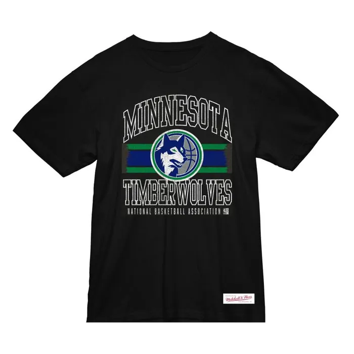 Mitchell and Ness Striped Logo Lockup Slub Tee Minnesota Timberwolves Men TShirts and Tops Mitchell and Ness Striped Logo Lockup Slub Tee Minnesota Timberwolves Men TShirts and Tops