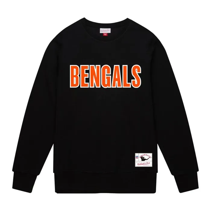 Mitchell and Ness Team Wordmark 1 Crew Cincinnati Bengals Men Hoodies and Sweatshirts Mitchell and Ness Team Wordmark 1 Crew Cincinnati Bengals Men Hoodies and Sweatshirts