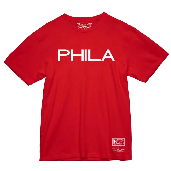 Mitchell and Ness Team Wordmark 3 Tee Philadelphia 76ers Men TShirts and Tops