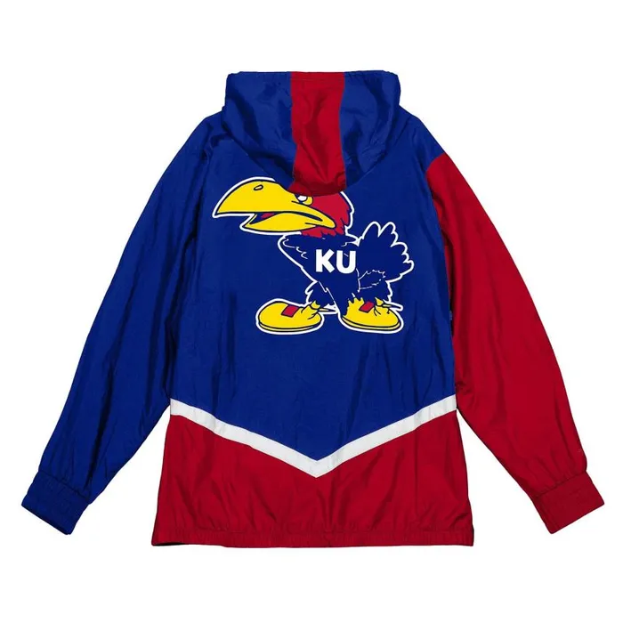 Mitchell and Ness Undeniable Full Zip Windbreaker University Of Kansas Men Jackets and Outerwear