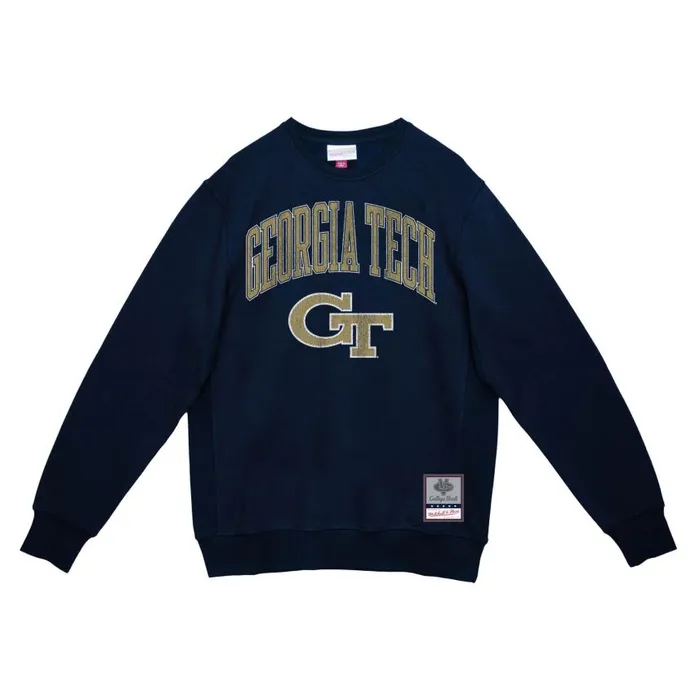 Mitchell and Ness University Arch Logo LS Tee Georgia Tech Men TShirts and Tops Mitchell and Ness University Arch Logo LS Tee Georgia Tech Men TShirts and Tops