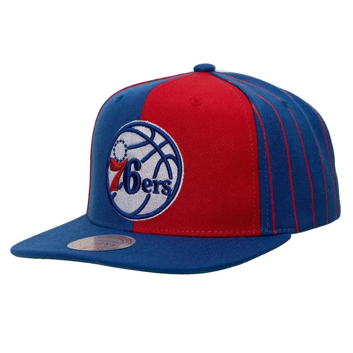 Mitchell and Ness What The Pinstripe Snapback Philadelphia 76ers Men Hats and Headwear Mitchell and Ness What The Pinstripe Snapback Philadelphia 76ers Men Hats and Headwear