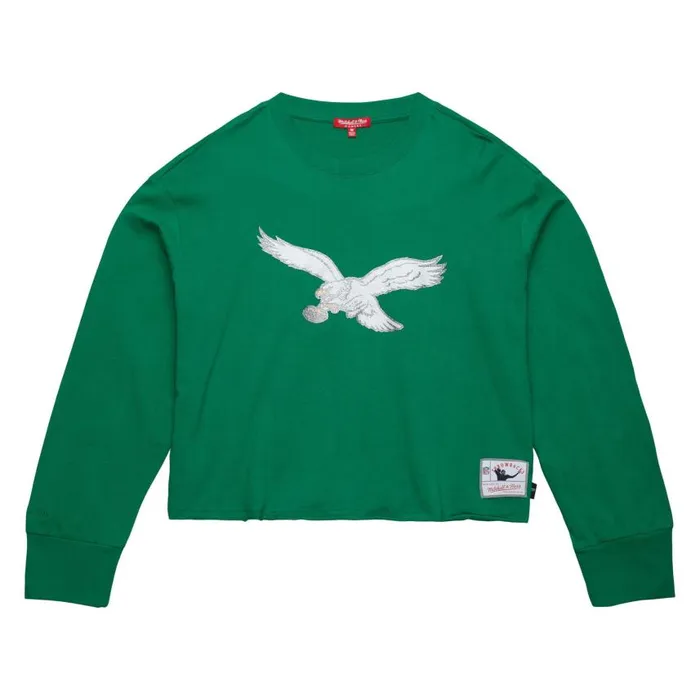 Mitchell and Ness Women039s Glitter Crop Crewneck Philadelphia Eagles Women Hoodies and Sweatshirts Mitchell and Ness Women039s Glitter Crop Crewneck Philadelphia Eagles Women Hoodies and Sweatshirts