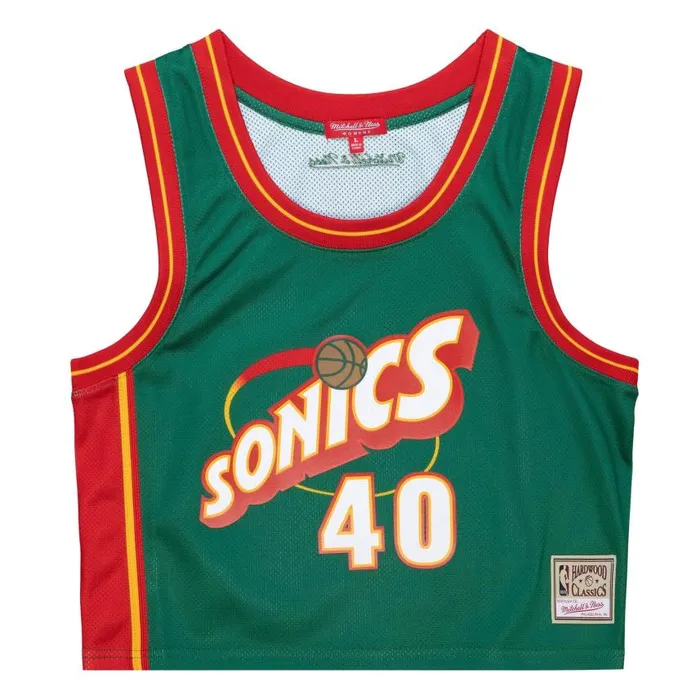 Mitchell and Ness Womens NandN Crop Tank Seattle Supersonics 1995 Shawn Kemp Women TShirts and Tops Mitchell and Ness Womens NandN Crop Tank Seattle Supersonics 1995 Shawn Kemp Women TShirts and Tops