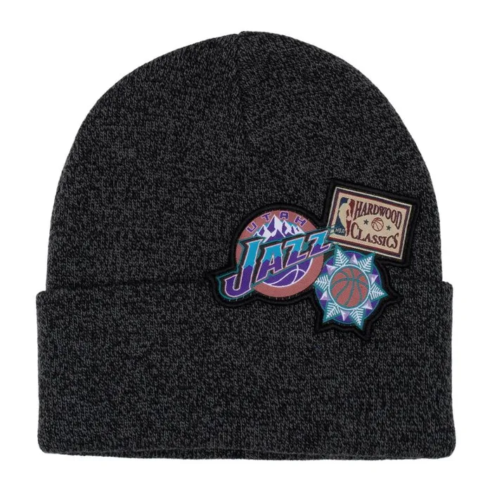 Mitchell and Ness XL Logo Patch Knit HWC Utah Jazz Men Hats and Headwear