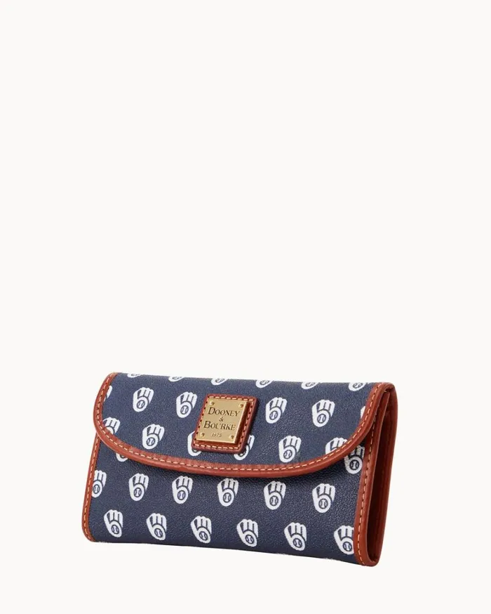 MLB Brewers Continental Clutch Brewers Women Dooney and Bourke Wallets MLB Brewers Continental Clutch Brewers Women Dooney and Bourke Wallets