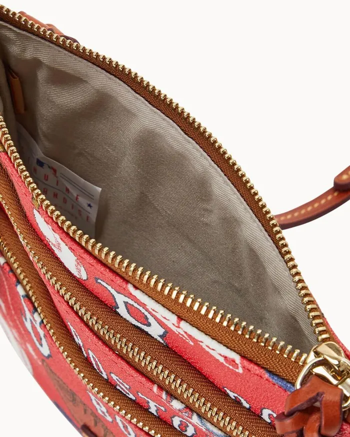 MLB Red Sox North South Triple Zip Crossbody Red Sox Women Dooney and Bourke Crossbodies MLB Red Sox North South Triple Zip Crossbody Red Sox Women Dooney and Bourke Crossbodies