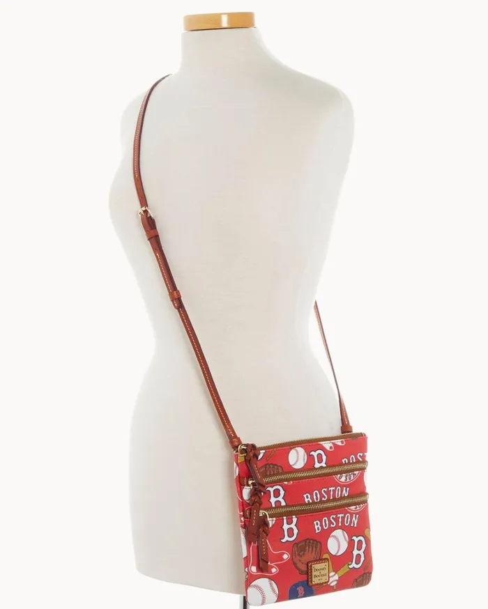 MLB Red Sox North South Triple Zip Crossbody Red Sox Women Dooney and Bourke Crossbodies MLB Red Sox North South Triple Zip Crossbody Red Sox Women Dooney and Bourke Crossbodies
