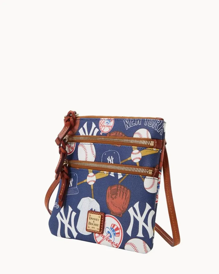 MLB Yankees North South Triple Zip Crossbody Yankees Women Dooney and Bourke Crossbodies MLB Yankees North South Triple Zip Crossbody Yankees Women Dooney and Bourke Crossbodies
