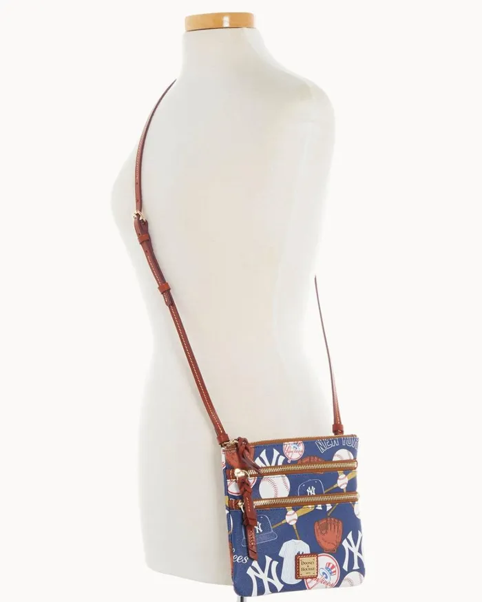 MLB Yankees North South Triple Zip Crossbody Yankees Women Dooney and Bourke Crossbodies MLB Yankees North South Triple Zip Crossbody Yankees Women Dooney and Bourke Crossbodies