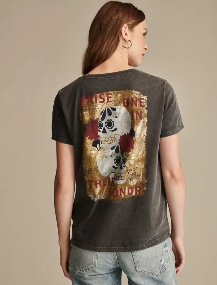 Modelo Rose Foil Classic Crew Phantom Women Lucky Brand Graphic Tees